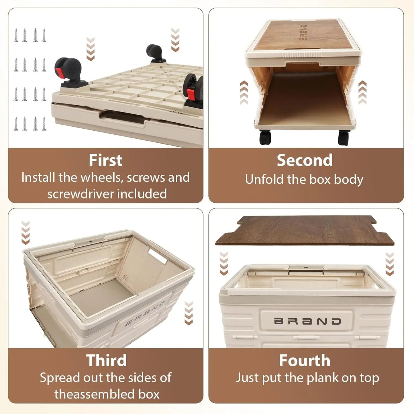 Foldable Storage Cart With Silent Wheels And Heavy Duty Mobility