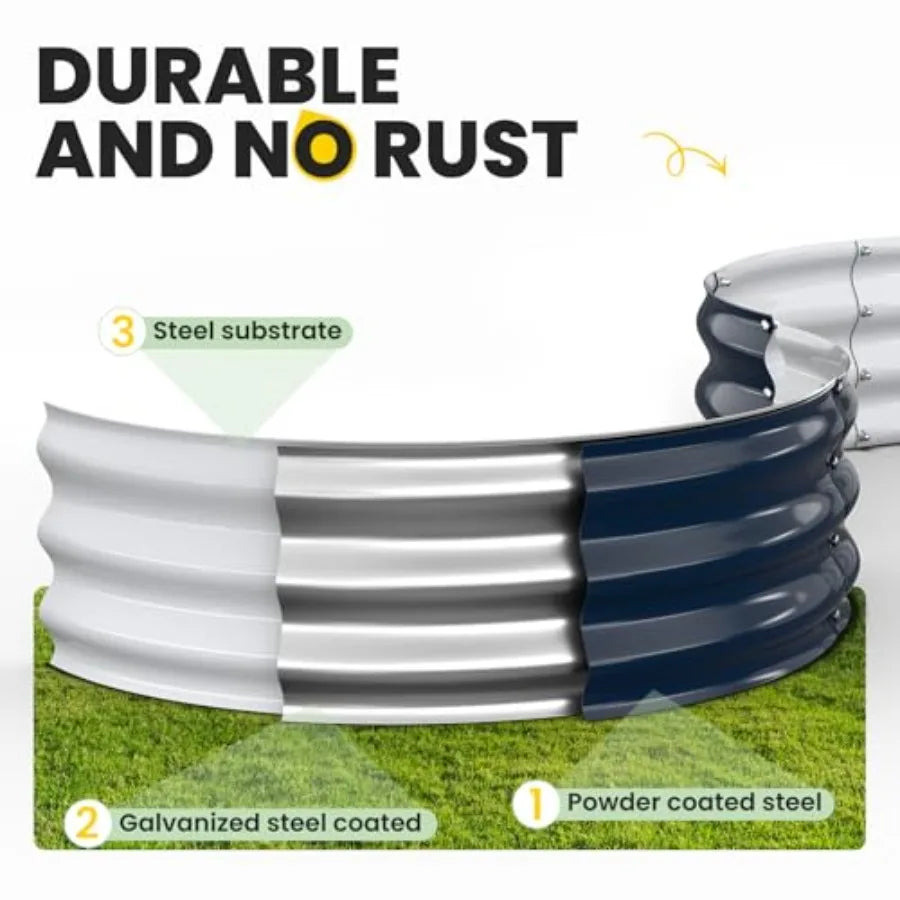 Galvanized Raised Garden Bed 4×4×1 Feet Round Metal Raised Garden Bed Outdoor Planter Box with Open Bottom Rust-Resistant Steel