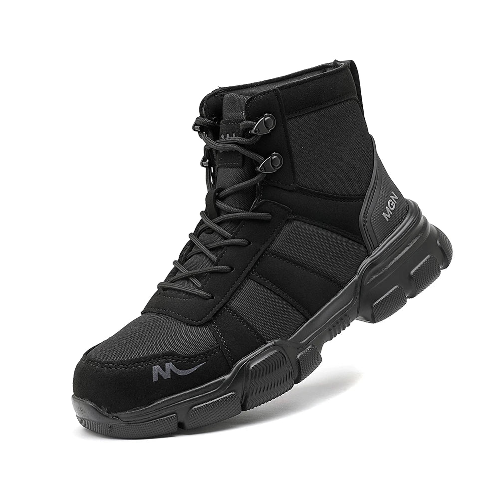 Safety Shoes Steel Toe Boots for Men Slip Resistant Work Sneakers Anti-Puncture Anti-smash Work Shoes Lace Up Hiking Boots