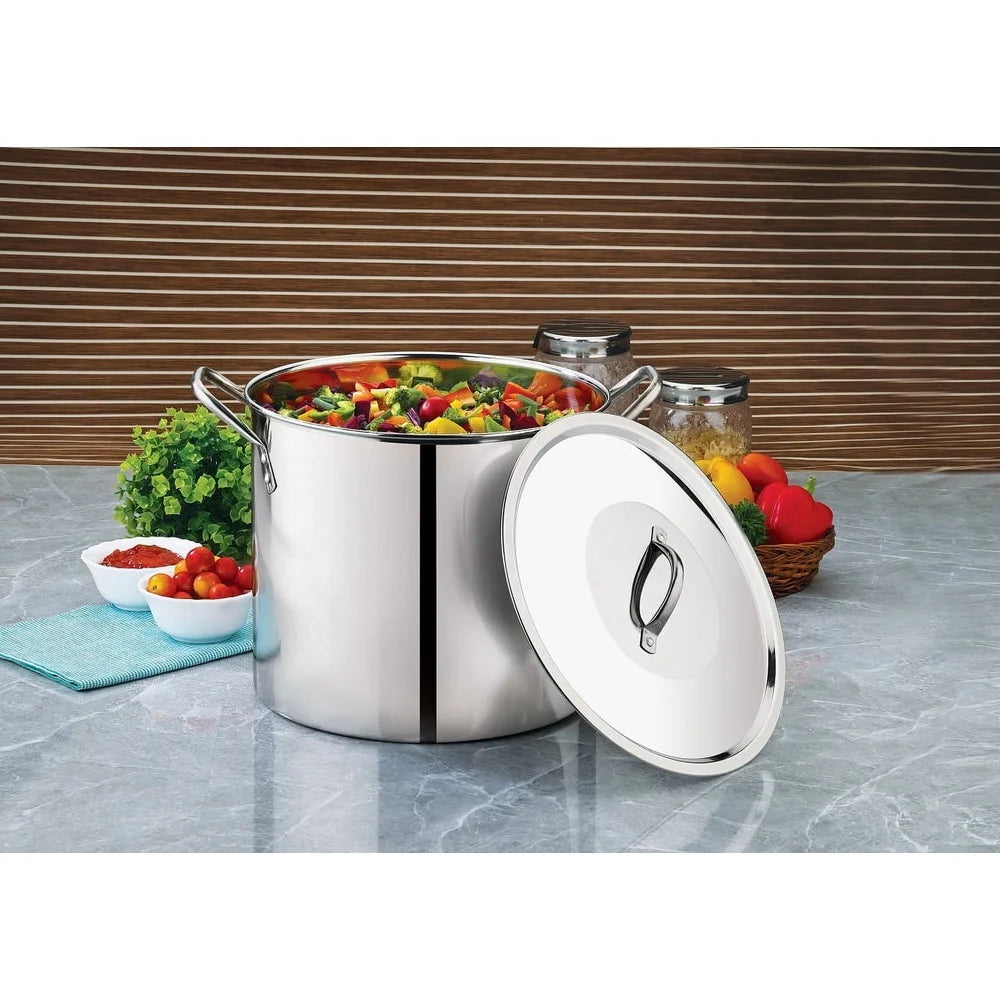 Stainless Steel Stock Pot With Lid Heavy Duty Cookware
