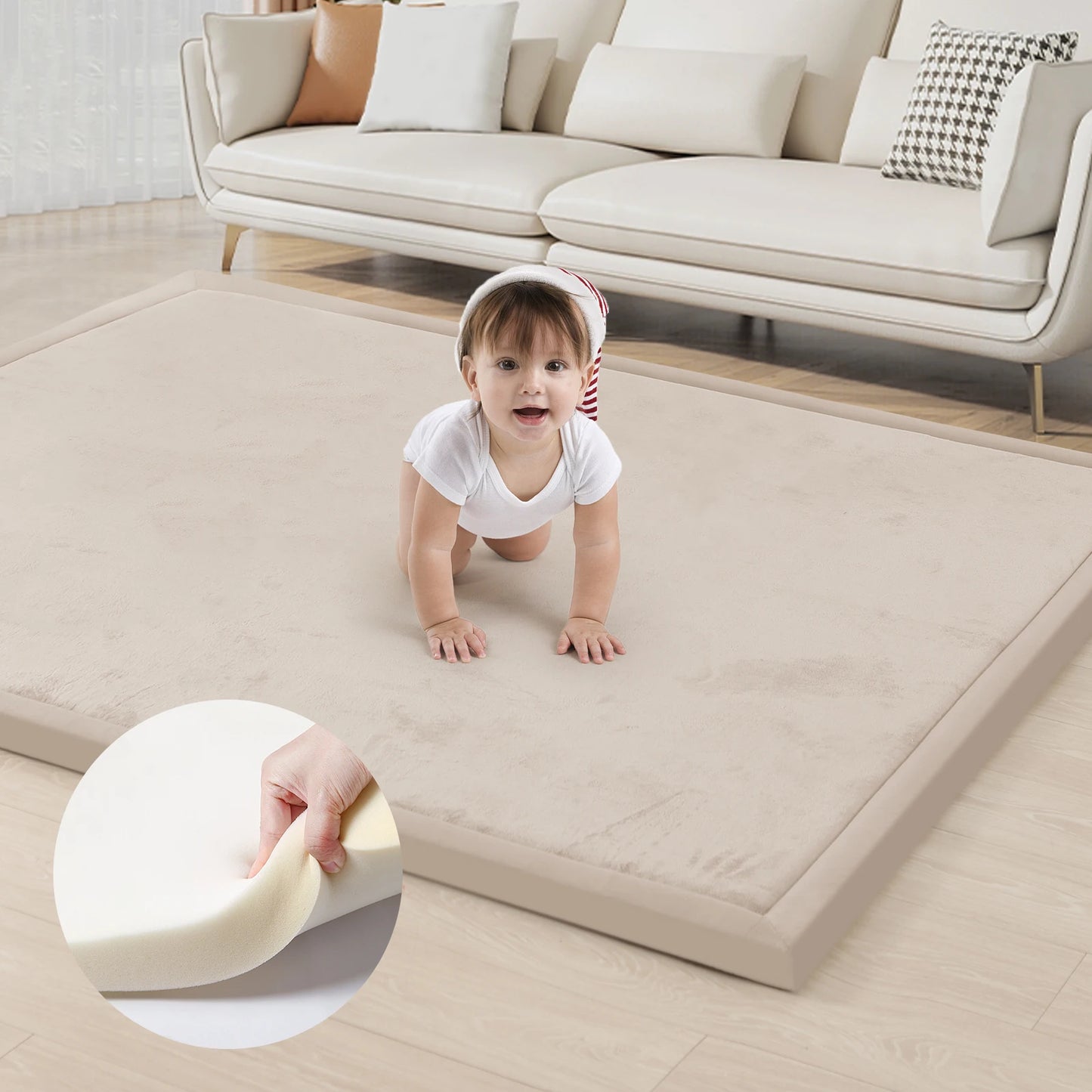 Huloo Sleep Memory Foam Playpen Carpet Non-Slip Floor Mat