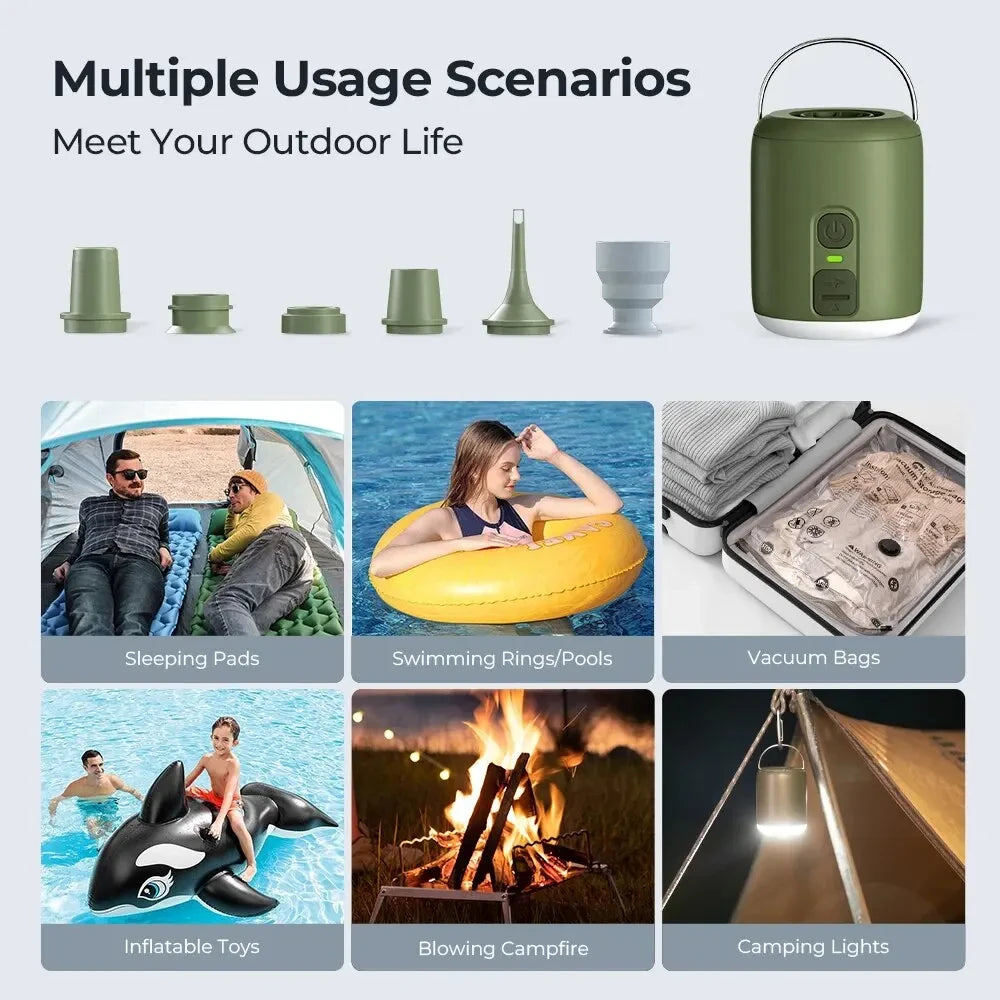 WESTTUNE Tiny Air Pump With Camping Lantern For Air Mattress