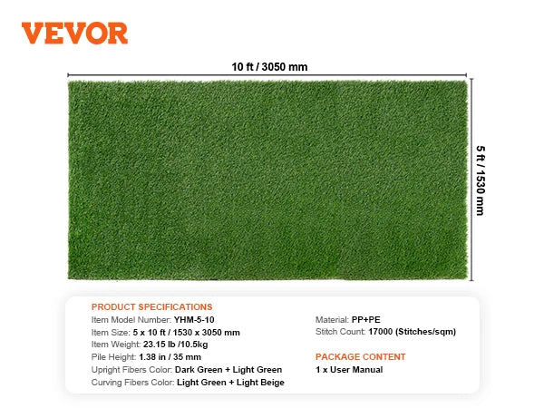 SucceBuy Artificial Grass Rug Turf Outdoor Mat Patio