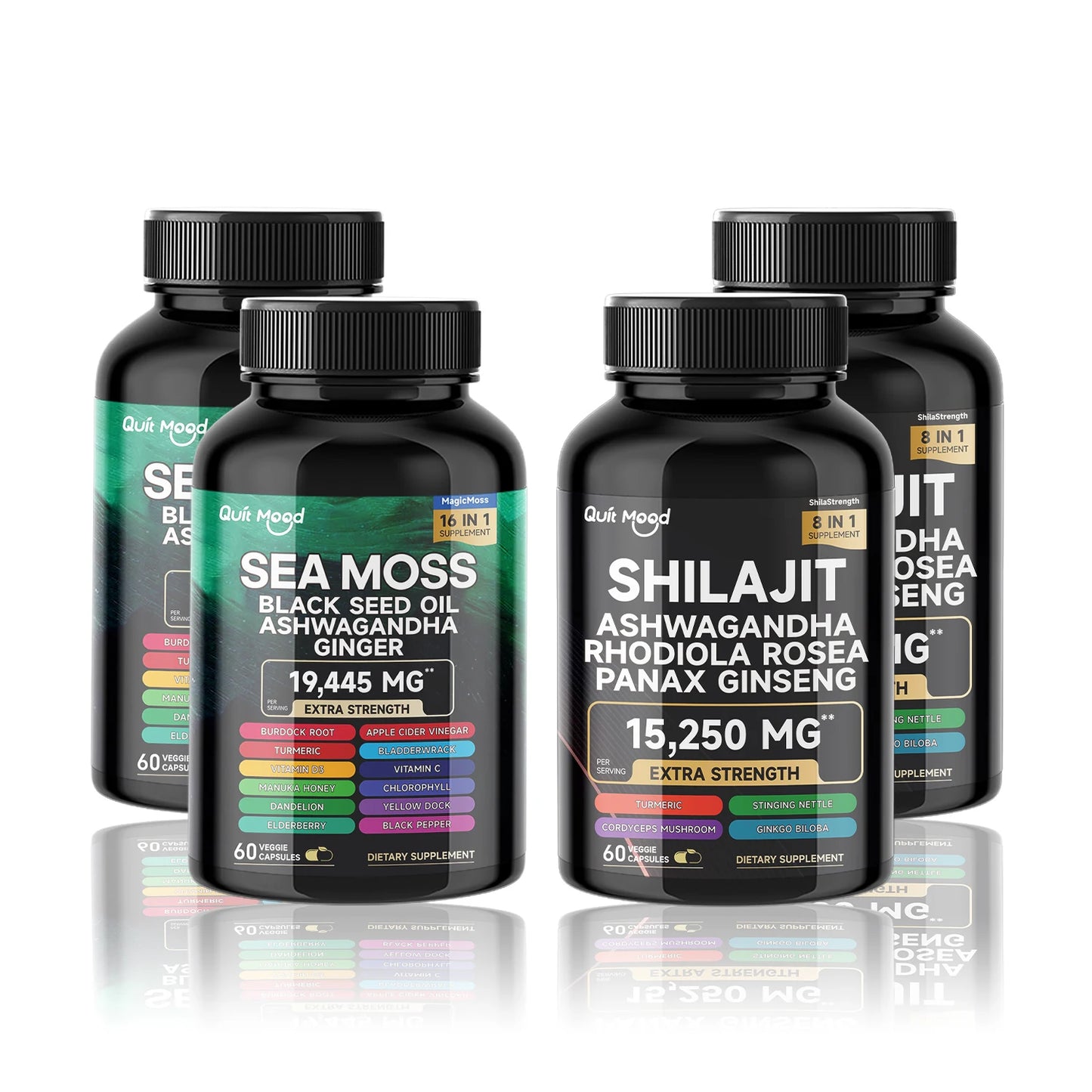 Quit Mood Sea Moss and Shilajit Bundle Capsule Supplement