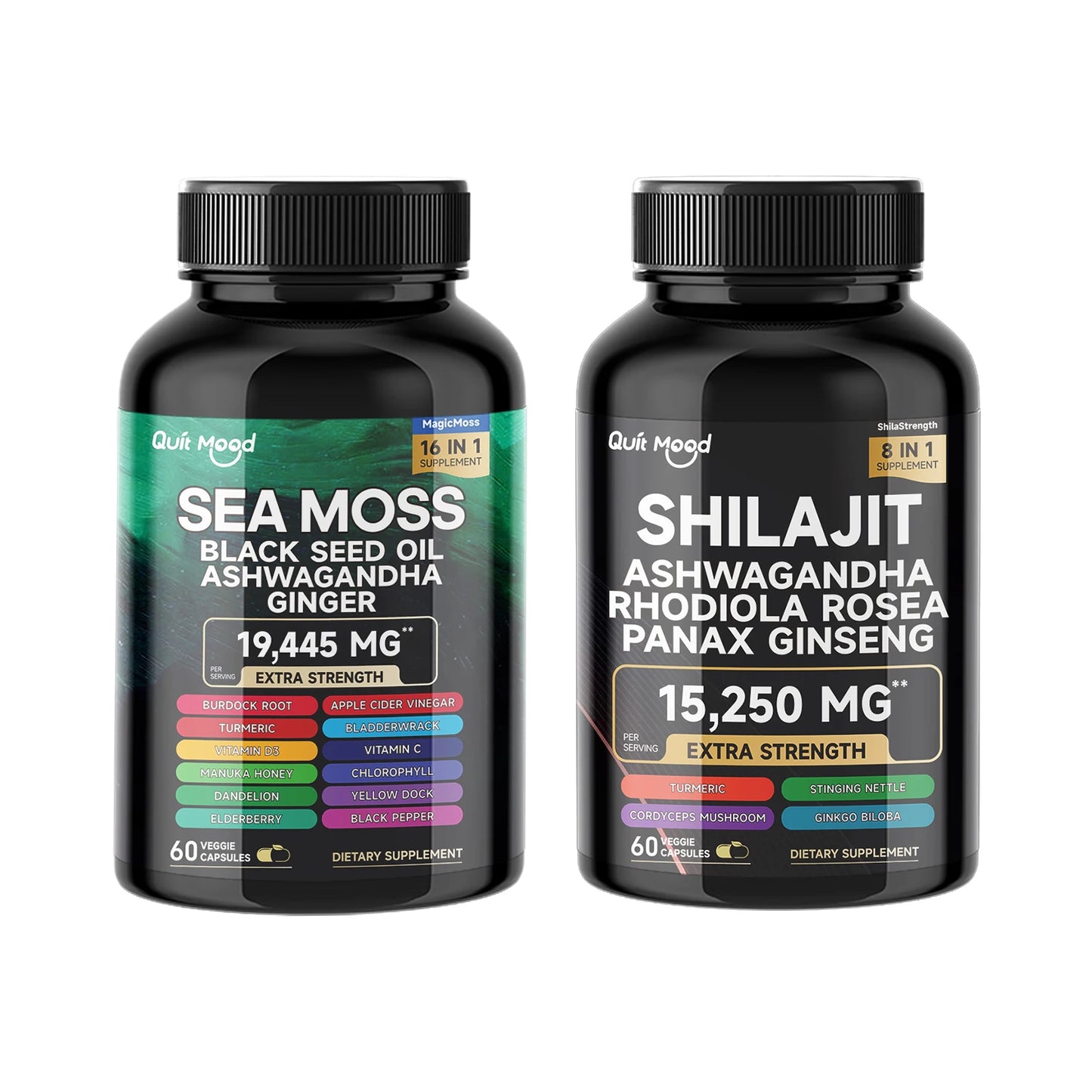 Quit Mood Sea Moss and Shilajit Bundle Capsule Supplement