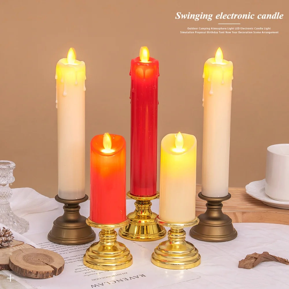 Led Candle With Flickering Flame,Electronic Candlelight For Buddha,Home Buddhist Religious Items For Prayer Sacrifice,Red White