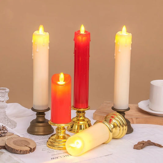Led Candle With Flickering Flame,Electronic Candlelight For Buddha,Home Buddhist Religious Items For Prayer Sacrifice,Red White