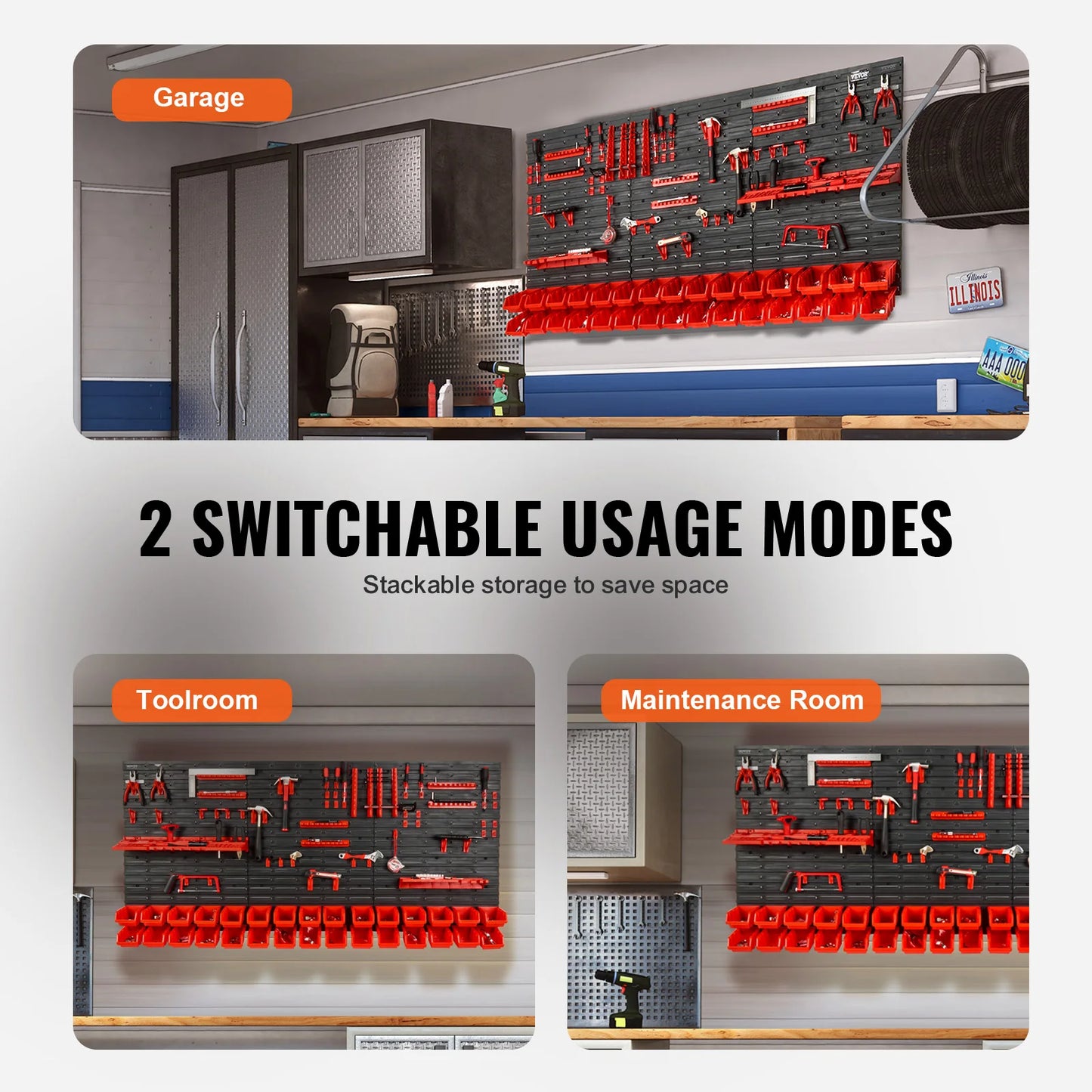 SucceBuy Wall Mounted Storage Bins Rack For Garage Tools