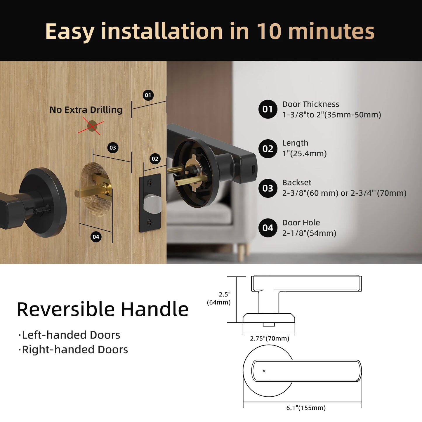 Viladepot Smart Lock With Fingerprint And Bluetooth App Control