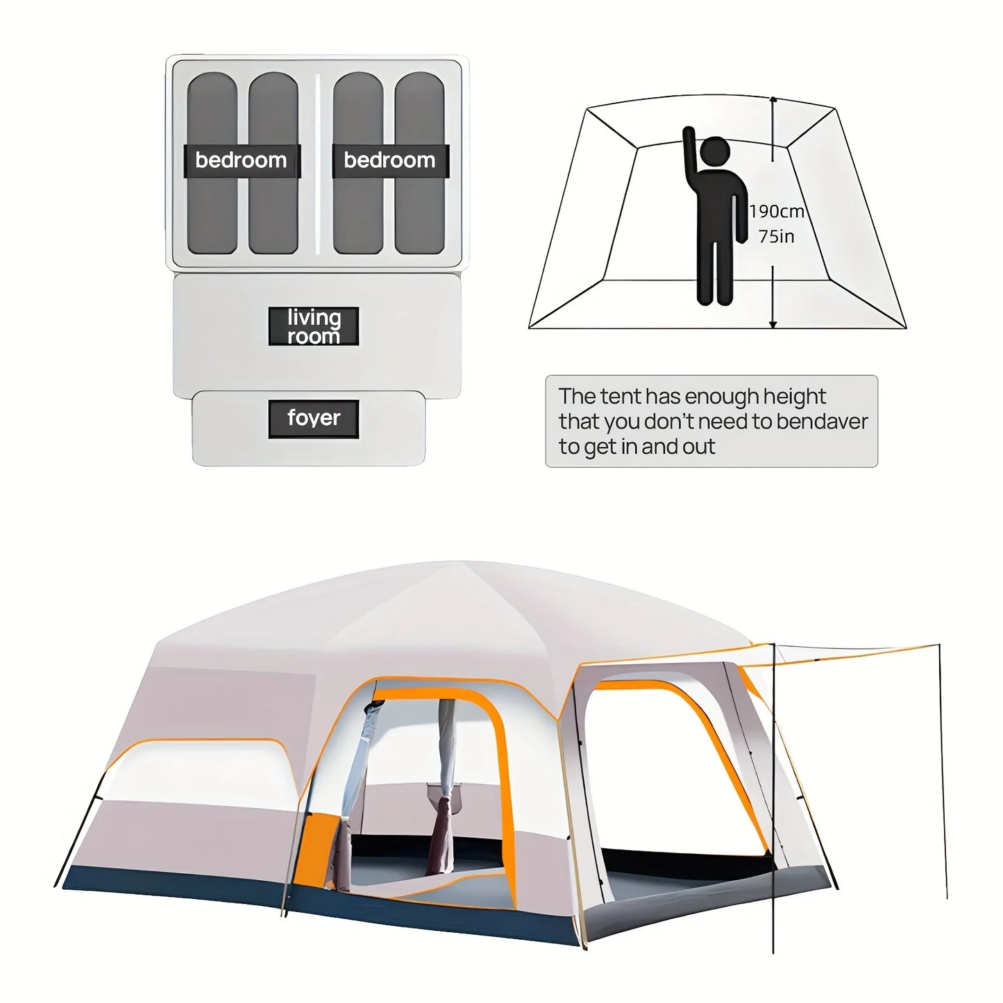 3-6 Person Camp Tent, Sunscreen, Anti-mosquito, Portable Tent, Suitable For Outdoor Camping
