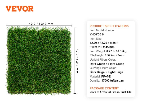 SucceBuy Artificial Grass Rug Turf Outdoor Mat Patio
