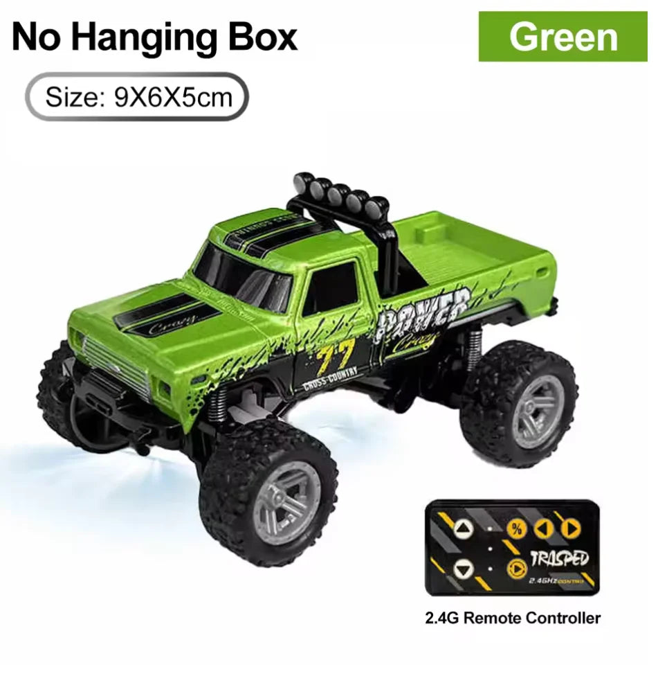 Mini Rc Truck, 1:64 Scale Monster Truck Remote Control Car With Lights，Mini Monster Truck ，Speed/Steering Adjustable