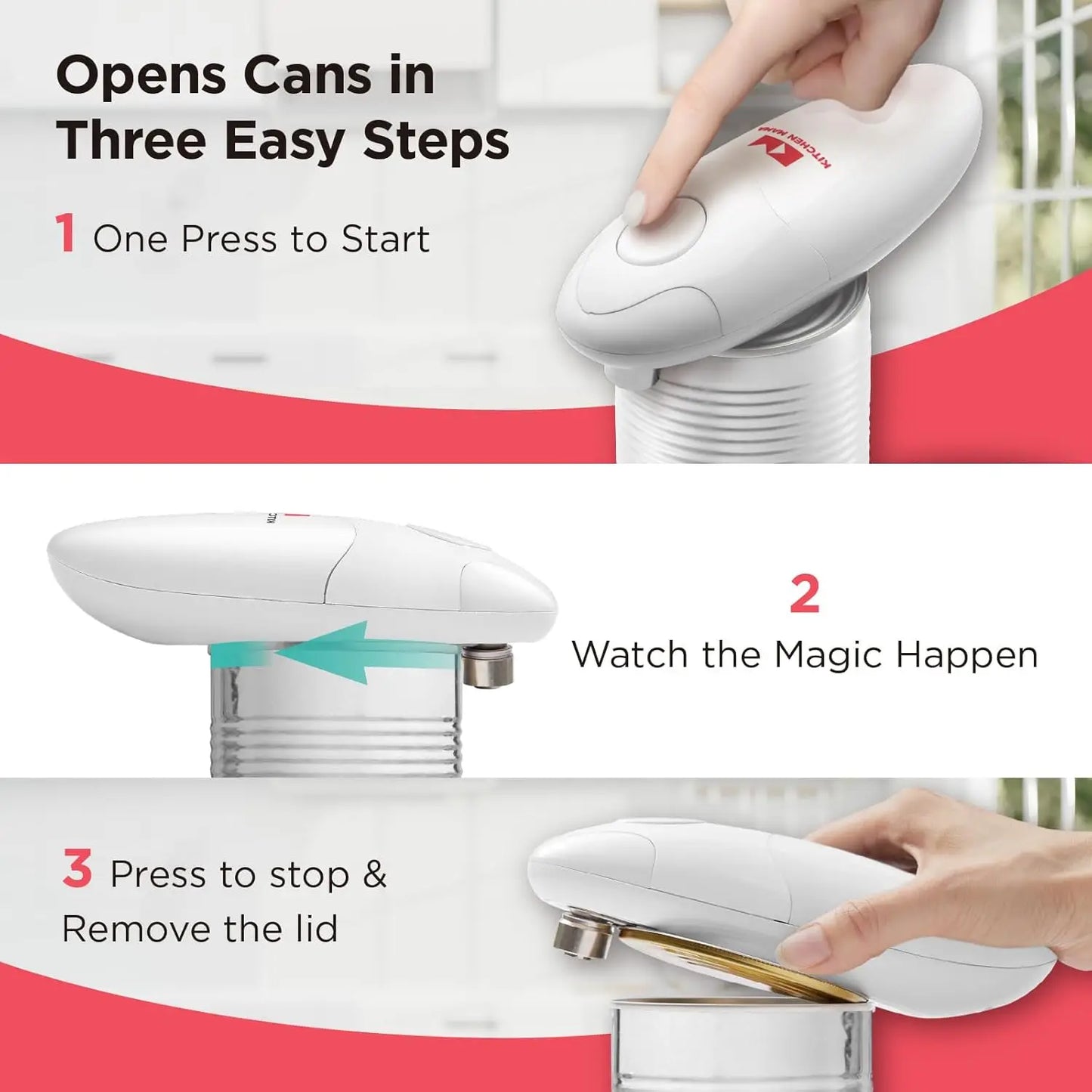 Auto Electric Can Opener: Open Your Cans with A Simple Press of Button - Automatic, Hands Free, Smooth Edge