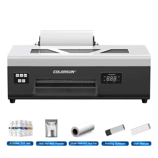 Colorsun A4 DTF Printer For Epson L800 DTF Printing Machine With Curing Oven Impresora A4 DTF Printers For T-Shirts Hoodies Bags