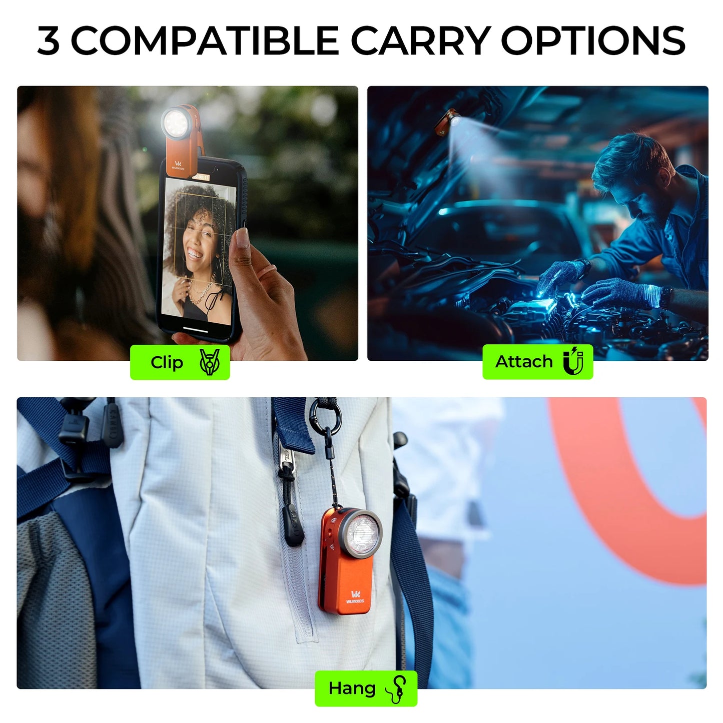 Wurkkos HD03 USB Rechargeable Mini Clip Light Flashlight RGB Magnet