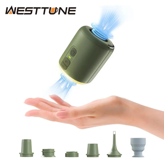 WESTTUNE Tiny Air Pump With Camping Lantern For Air Mattress