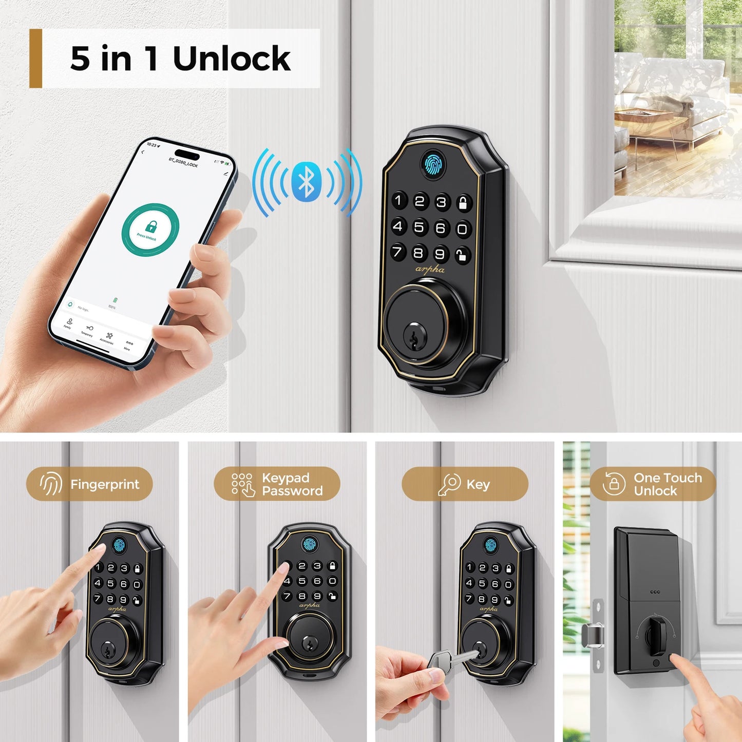 Arpha D280 Keyless Entry Door Lock 5in1 Smart Fingerprint