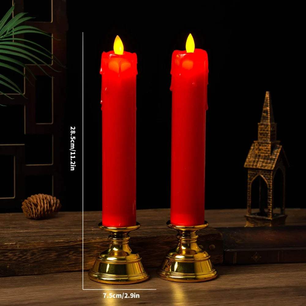 Led Candle With Flickering Flame,Electronic Candlelight For Buddha,Home Buddhist Religious Items For Prayer Sacrifice,Red White