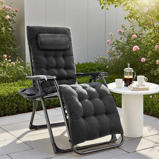 JHK Zero Gravity Recliner Folding Outdoor Chair With Cup Holder