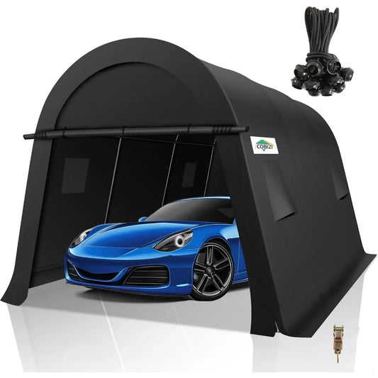 10x15 Carport Canopy Heavy Duty Portable Garage Tent with Double Zippered Roll-up Doors & Vents, Large Space Car Canopy Car Gar