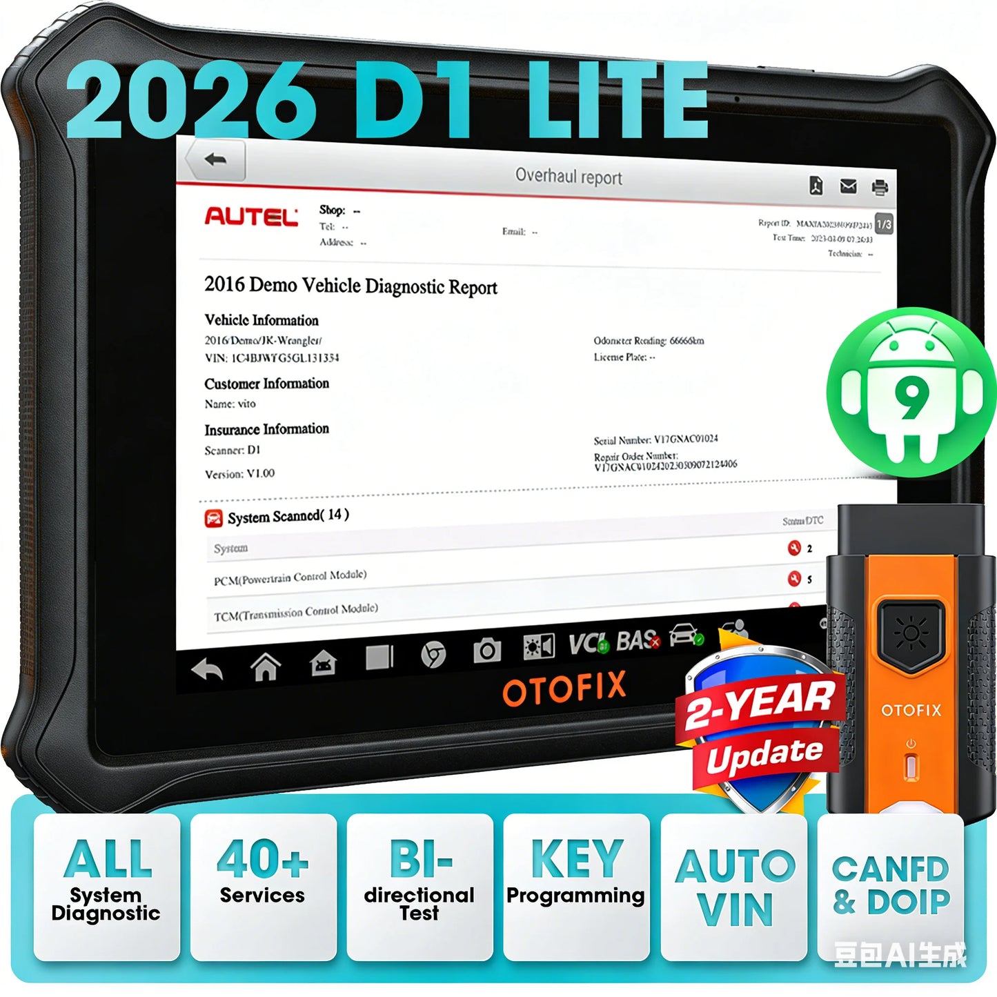 OTOFIX D1 Lite OBD2 Scanner All System Car Diagnostic Tool Automotive Scan Tool Bluetooth Diagnosis for All Cars