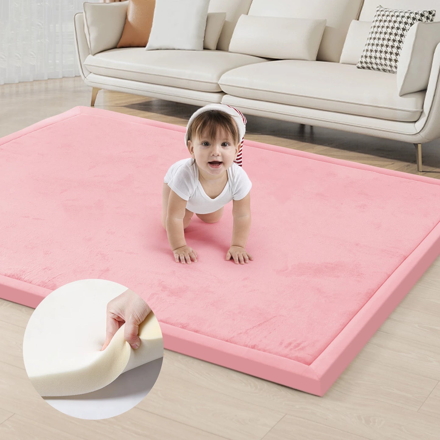 Huloo Sleep Memory Foam Playpen Carpet Non-Slip Floor Mat