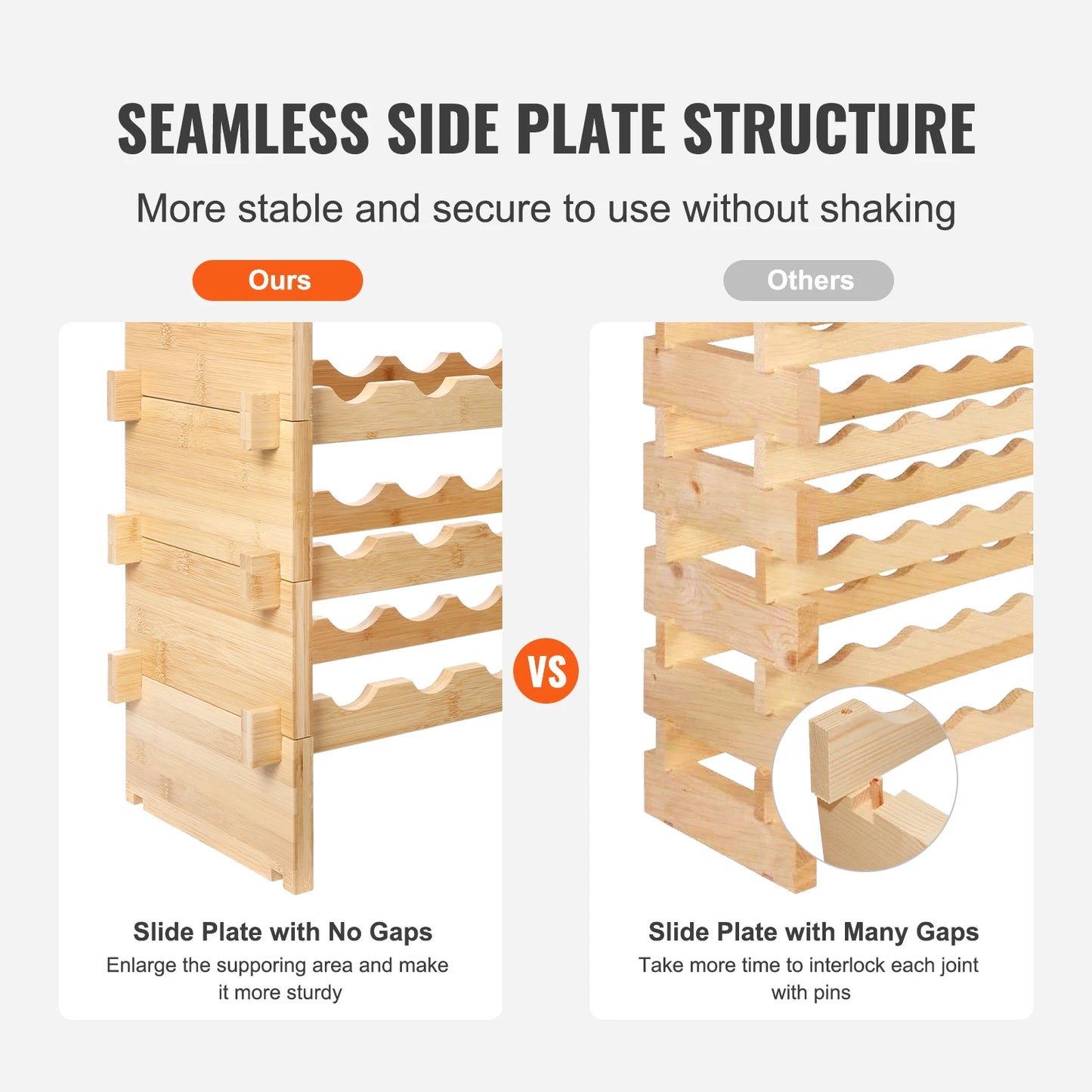 SucceBuy Bamboo Stackable Wine Rack 8 Tier Free Standing Storage