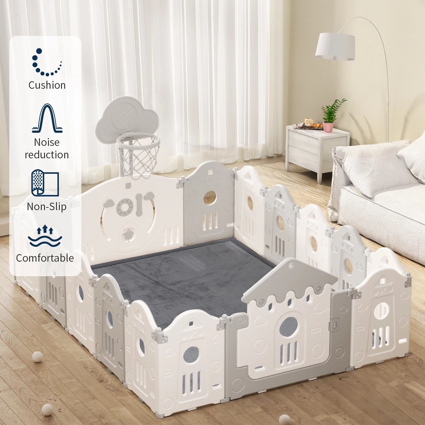 Huloo Sleep Memory Foam Playpen Carpet Non-Slip Floor Mat