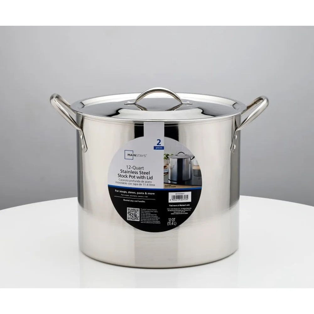 Stainless Steel Stock Pot With Lid Heavy Duty Cookware