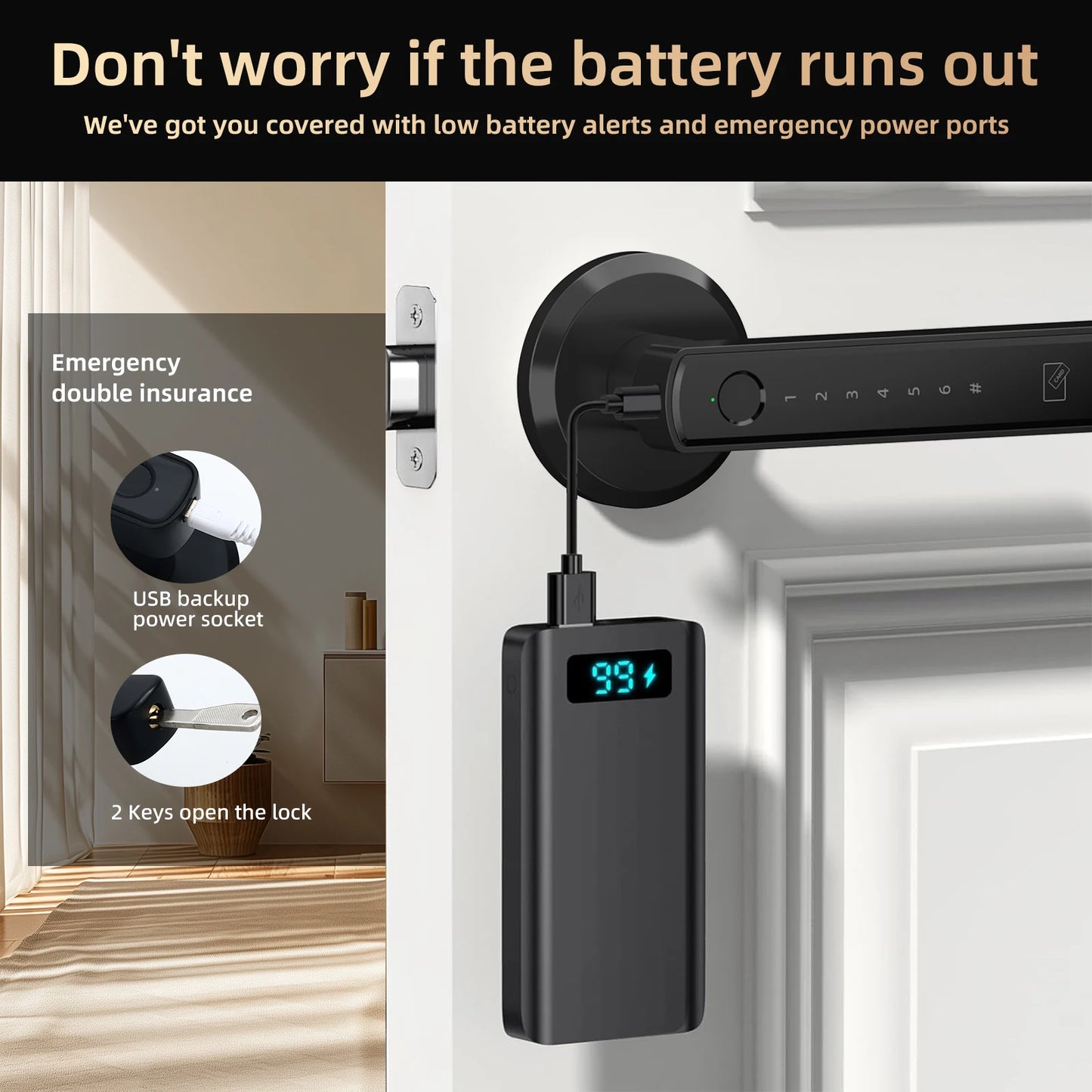 Viladepot Smart Lock With Fingerprint And Bluetooth App Control