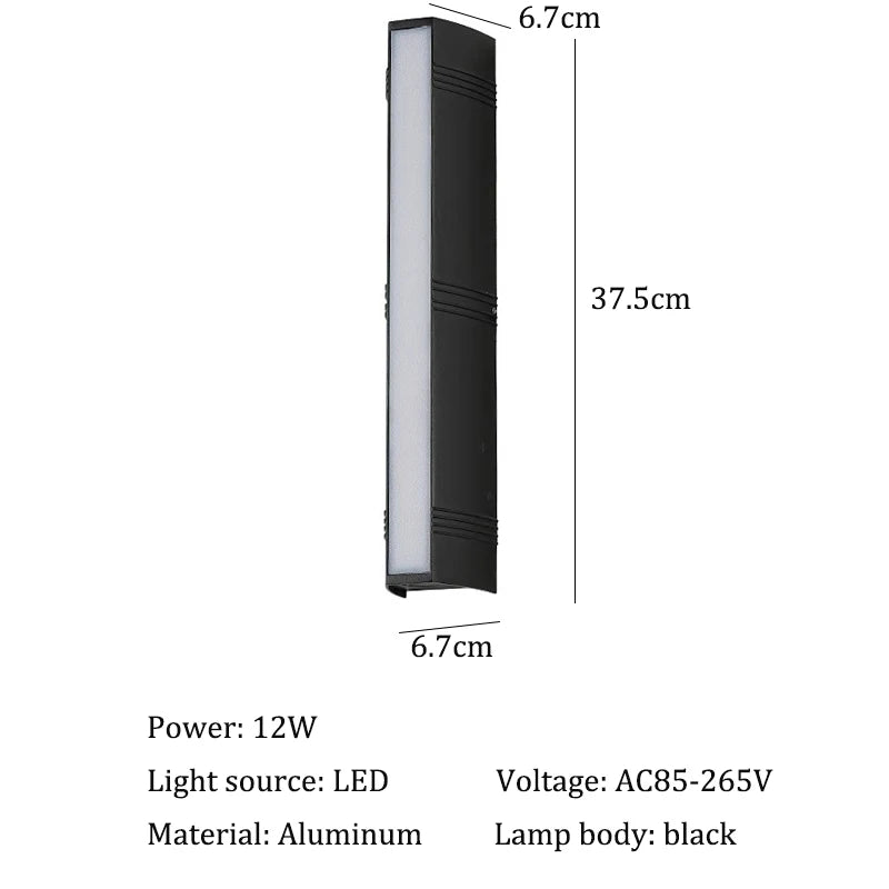 Modern LED Wall Lights Waterproof Outdoor Wall Lamp Long Strip IP65 Aluminum Wall Light Garden Porch Light Fixtures Luminaire