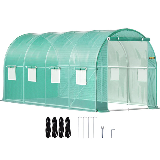 SucceBuy Walk-In Tunnel Greenhouse With Galvanized Frame And Waterproof Cover