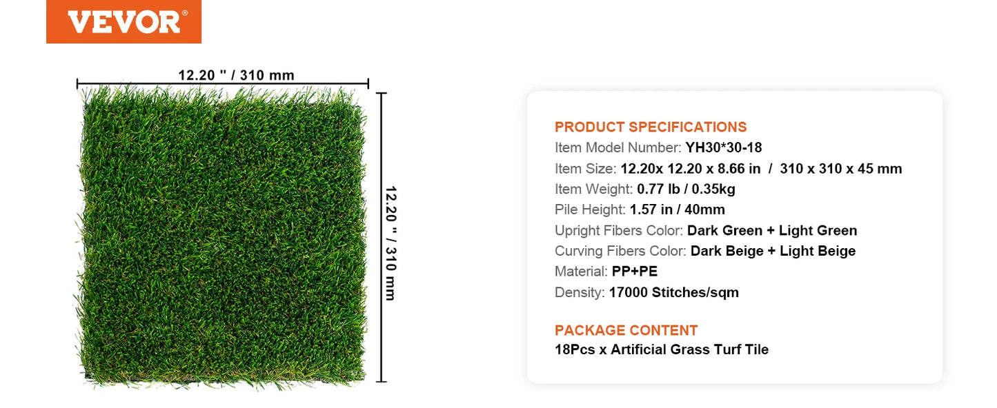 SucceBuy Artificial Grass Rug Turf Outdoor Mat Patio