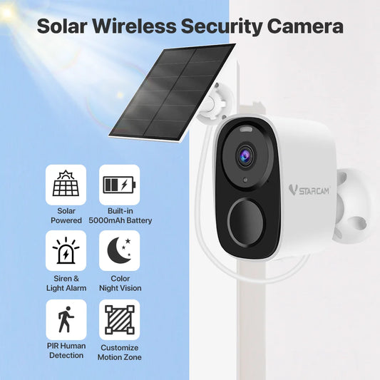 Vstarcam 2K Solar Wireless Battery Security Camera With Two-Way Audio