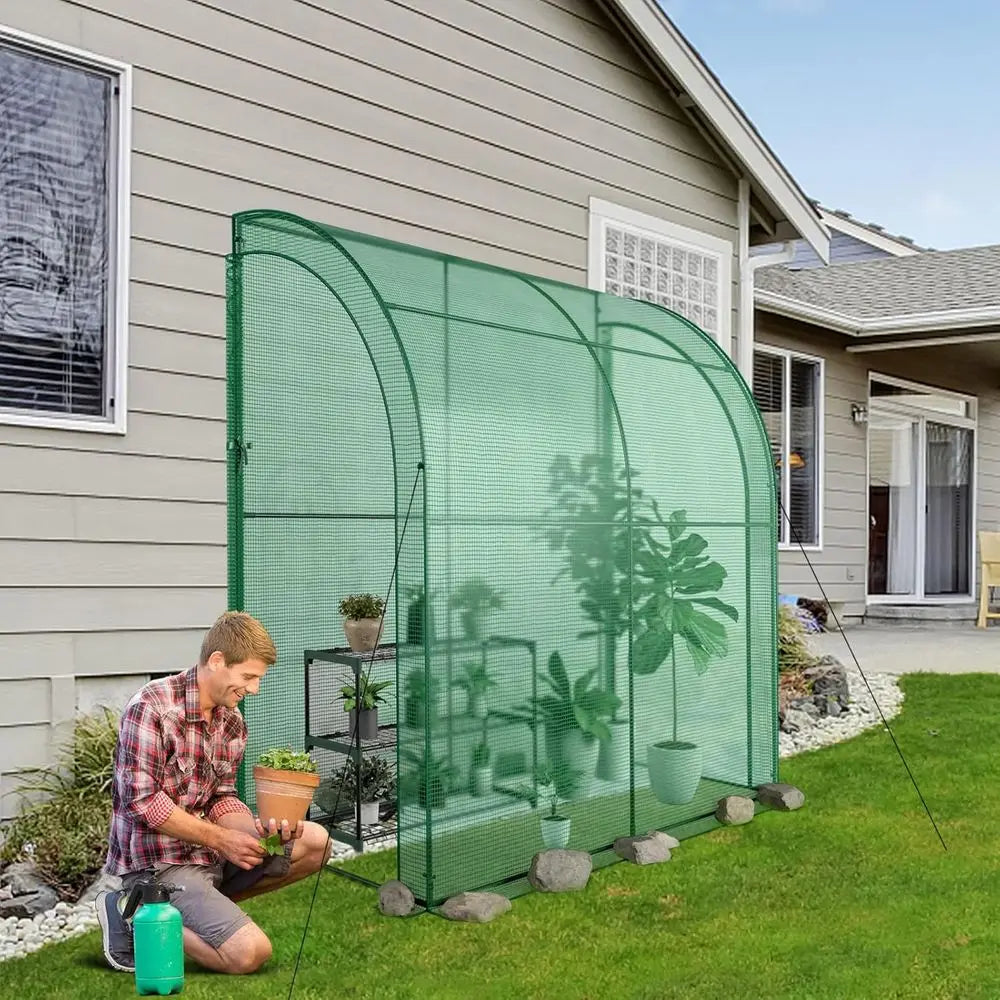 Compact 3-Tier Walk-in Greenhouse with Roll-up Door, Weatherproof Cover, Ideal for Indoor or Outdoor Gardening and Seedlings