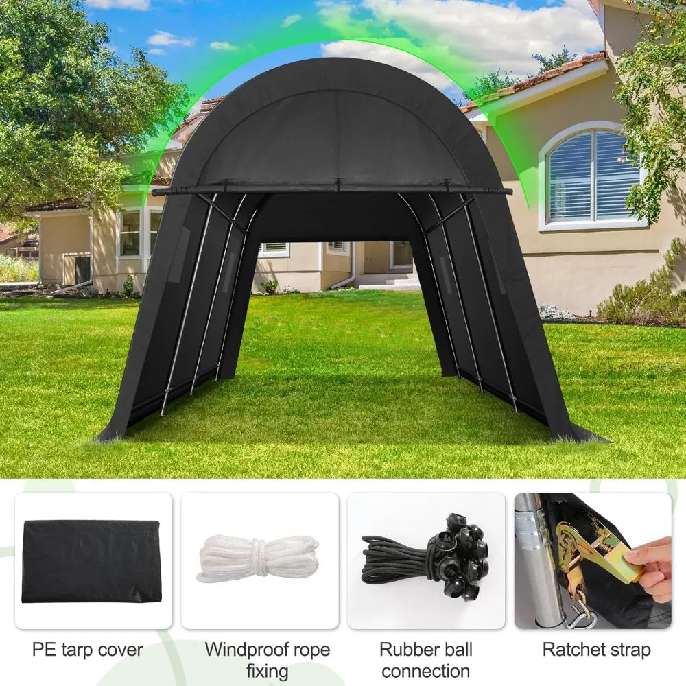 10x15 Carport Canopy Heavy Duty Portable Garage Tent with Double Zippered Roll-up Doors & Vents, Large Space Car Canopy Car Gar