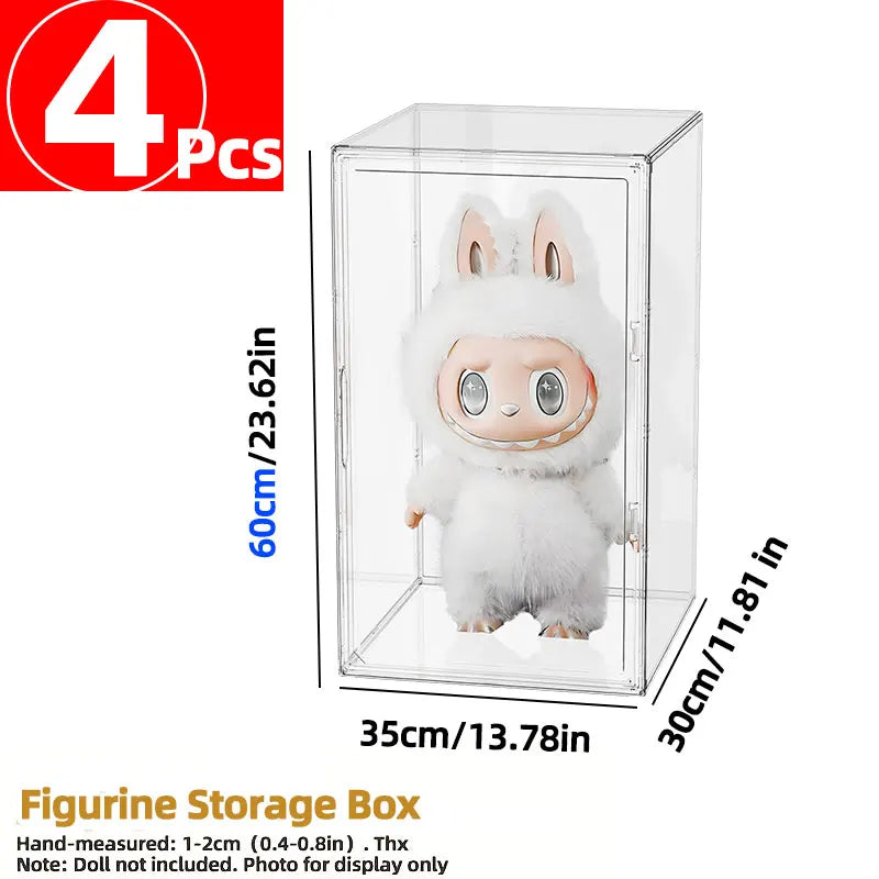 60x35x30cm Large Clear Stackable Storage Box with Magnetic Door for Helmets, Collectibles, Books, Shoes, Home Display Cabinet