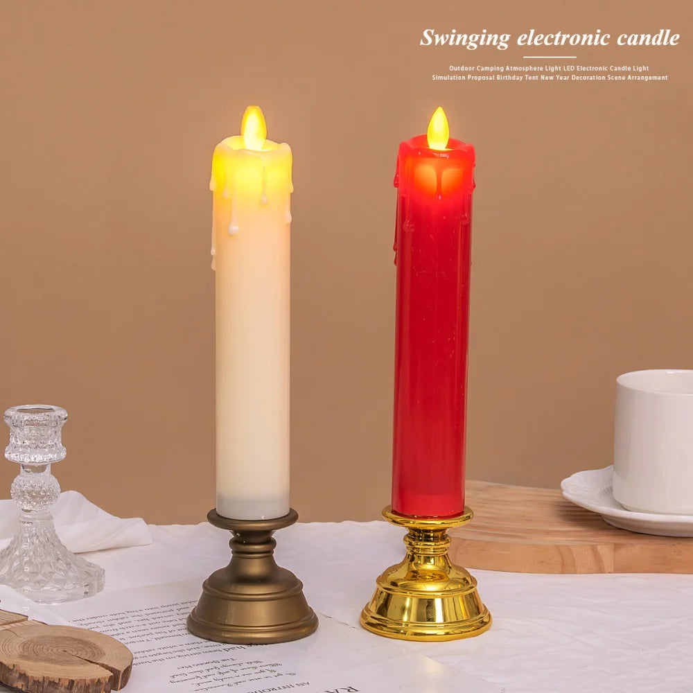 Led Candle With Flickering Flame,Electronic Candlelight For Buddha,Home Buddhist Religious Items For Prayer Sacrifice,Red White