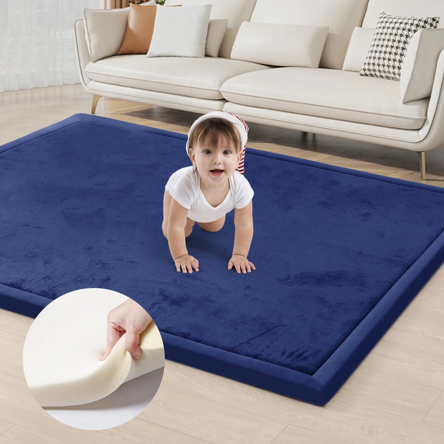 Huloo Sleep Memory Foam Playpen Carpet Non-Slip Floor Mat
