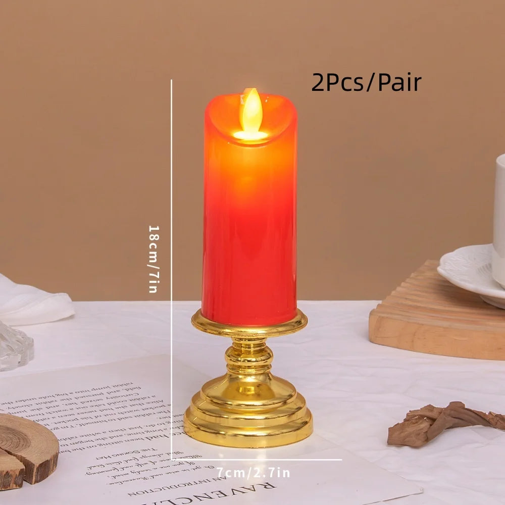 Led Candle With Flickering Flame,Electronic Candlelight For Buddha,Home Buddhist Religious Items For Prayer Sacrifice,Red White