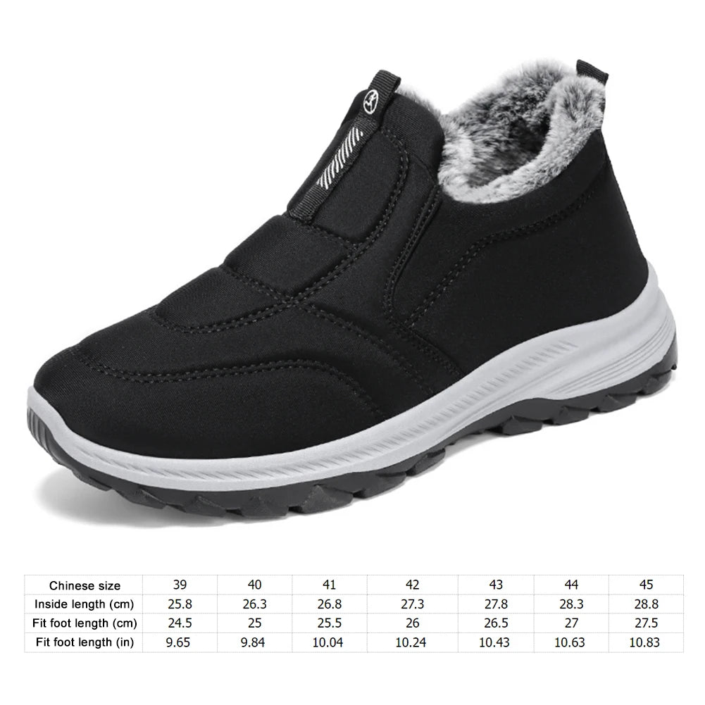 Warm Walking Shoes Lightweight Thermal Ankle Boots Non-slip Slip On Sneakers Winter Thick Fur Shoes for Travel Hiking