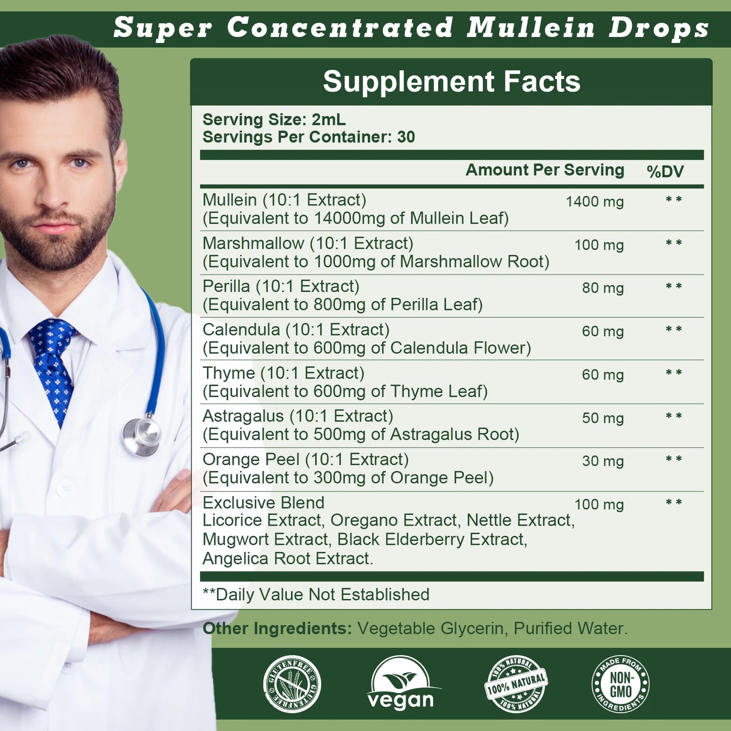 IMATCHME Mullein Leaf Extract Drops for Lung Support and Immunity