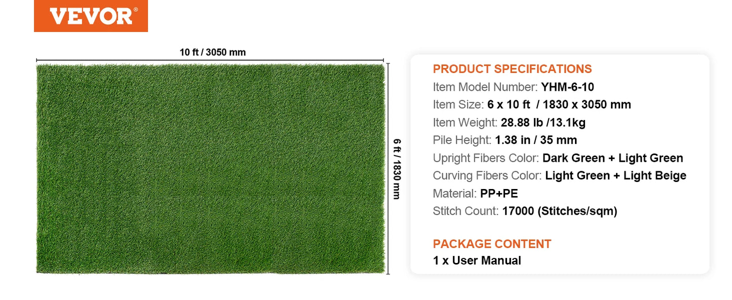 SucceBuy Artificial Grass Rug Turf Outdoor Mat Patio
