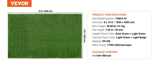 SucceBuy Artificial Grass Rug Turf Outdoor Mat Patio