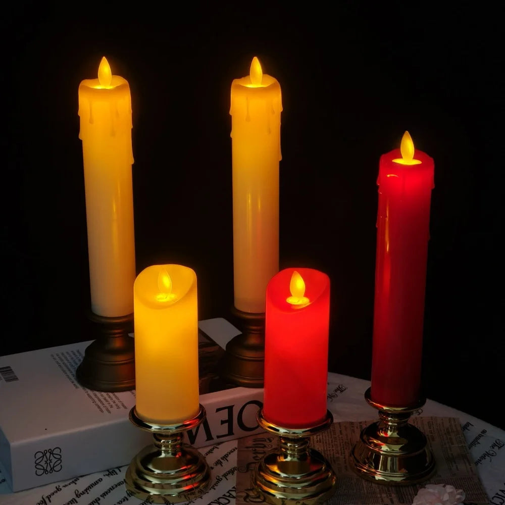 Led Candle With Flickering Flame,Electronic Candlelight For Buddha,Home Buddhist Religious Items For Prayer Sacrifice,Red White