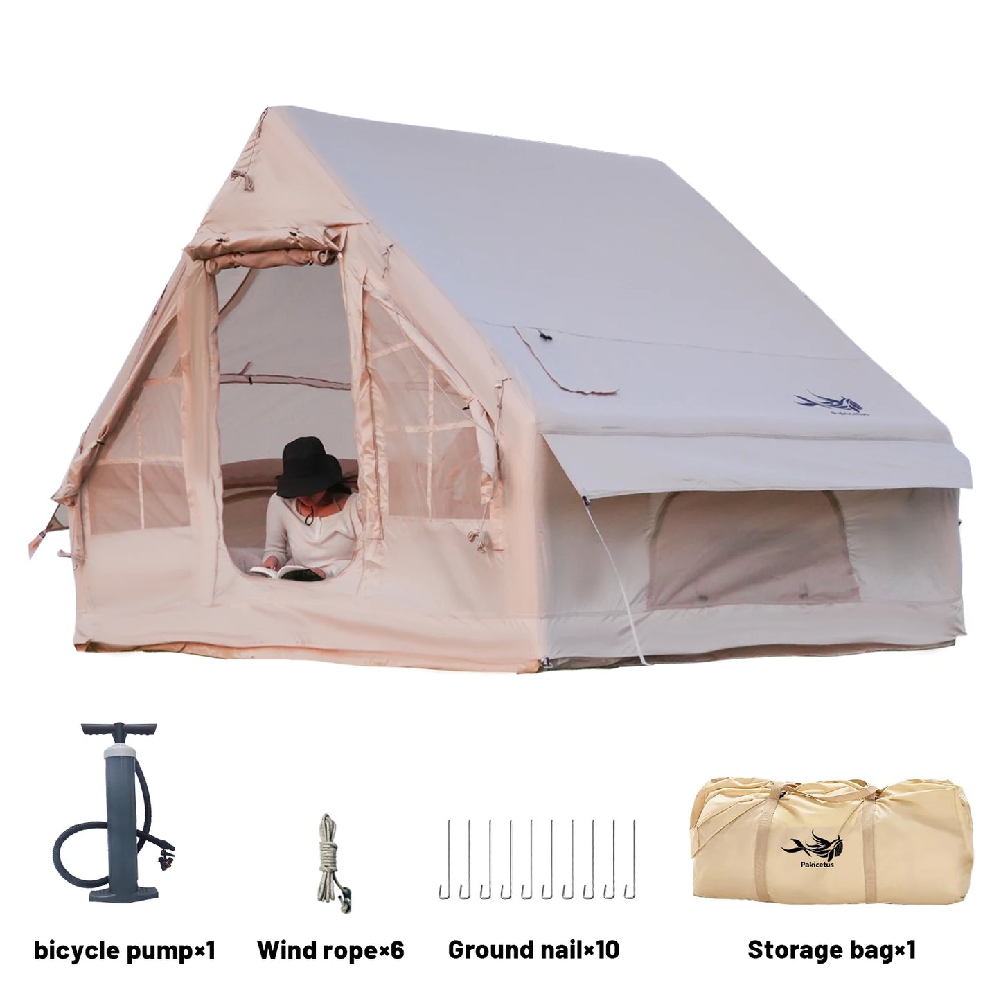Inflatable Tents For Adult Camping, Luxury Camping Tents, Inflatable Tents With Stove Plug, 4/6/8 Person Family Camping Inflatab
