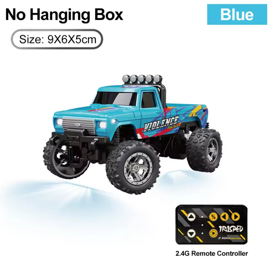 Mini Rc Truck, 1:64 Scale Monster Truck Remote Control Car With Lights，Mini Monster Truck ，Speed/Steering Adjustable