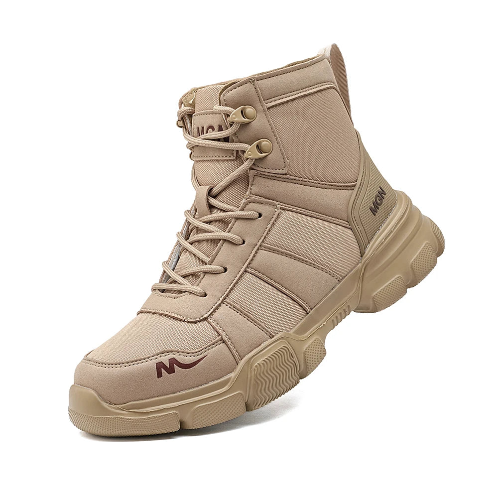 Safety Shoes Steel Toe Boots for Men Slip Resistant Work Sneakers Anti-Puncture Anti-smash Work Shoes Lace Up Hiking Boots