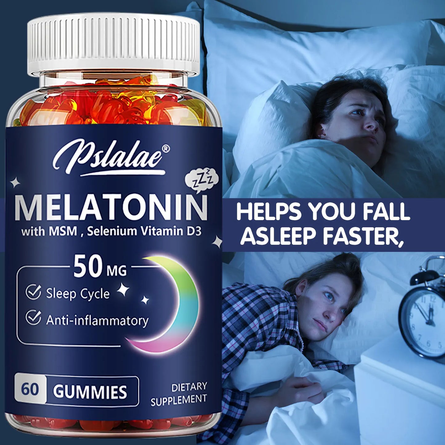 Melatonin Gummies - Sleep Aid, Improve Sleep Quality and Support Deep Sleep - 60 Gummies