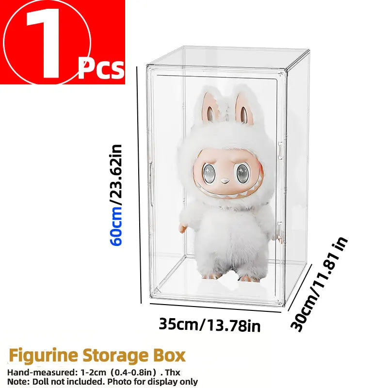60x35x30cm Large Clear Stackable Storage Box with Magnetic Door for Helmets, Collectibles, Books, Shoes, Home Display Cabinet